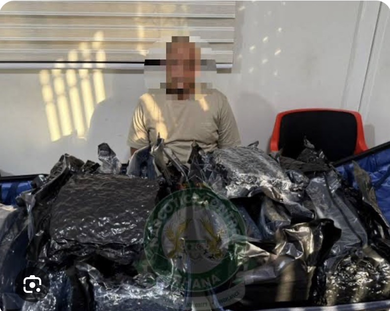 Supplied photograph showing a person with black-wrapped packages